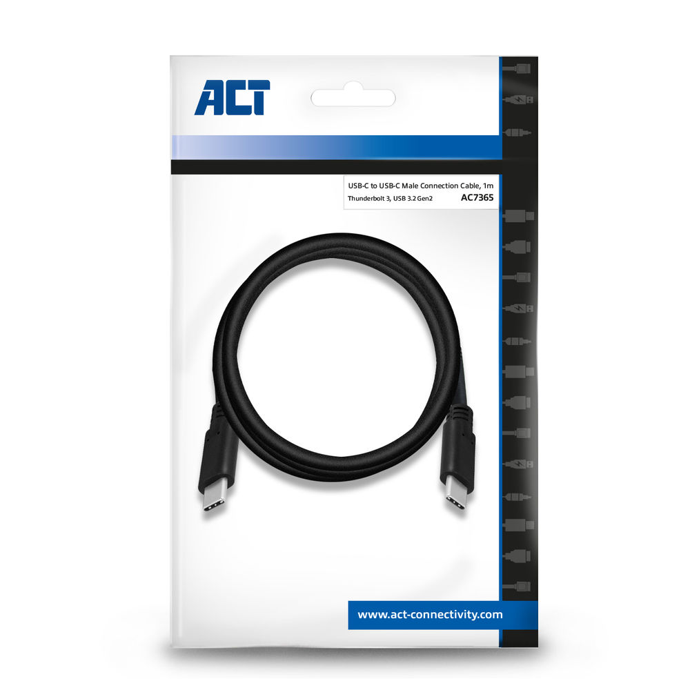 ACT USB 3.2 Gen2 Thunderbolt™ 3 connection cable C male - C male 1 meter, Zip Bag