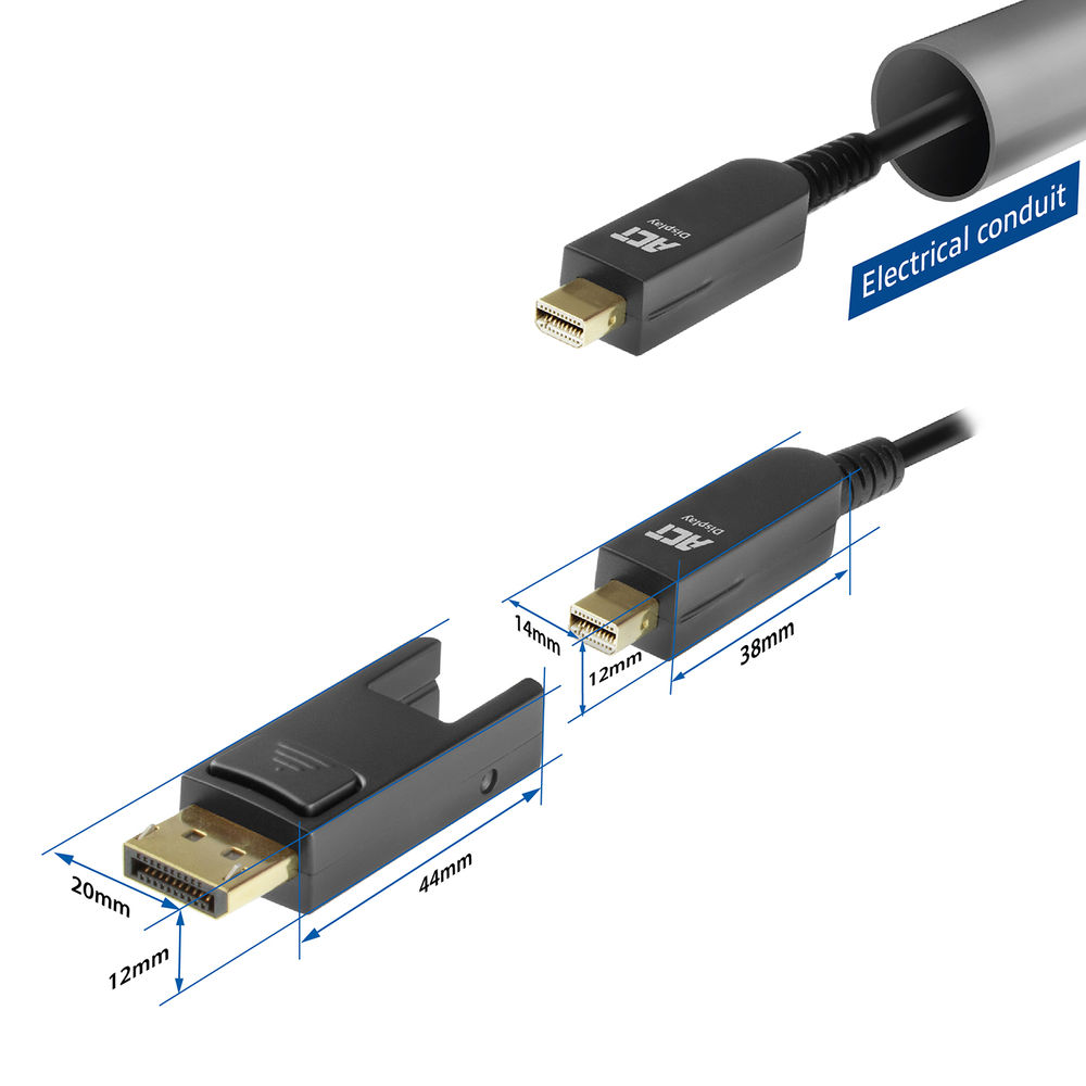 ACT 15 meter DisplayPort 1.4 Active Optical Cable 8K with detachable connector DisplayPort male - DisplayPort male