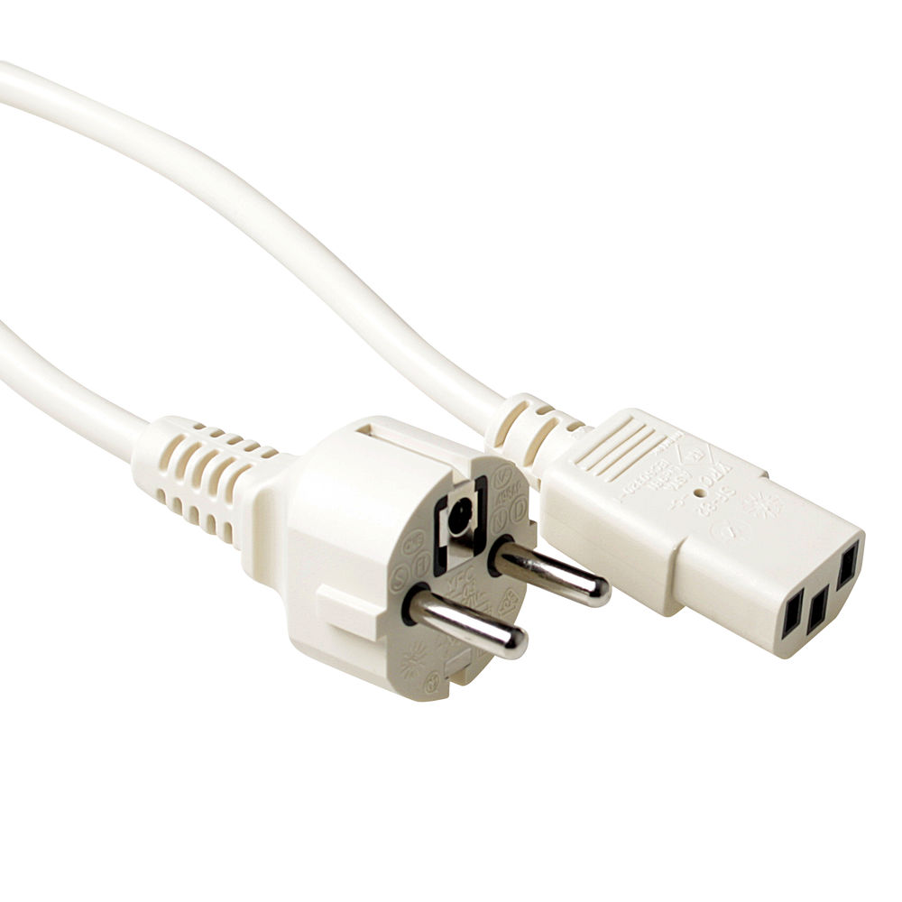 ACT Powercord mains connector CEE 7/7 male (straight) - C13 ivory 1.5 m
