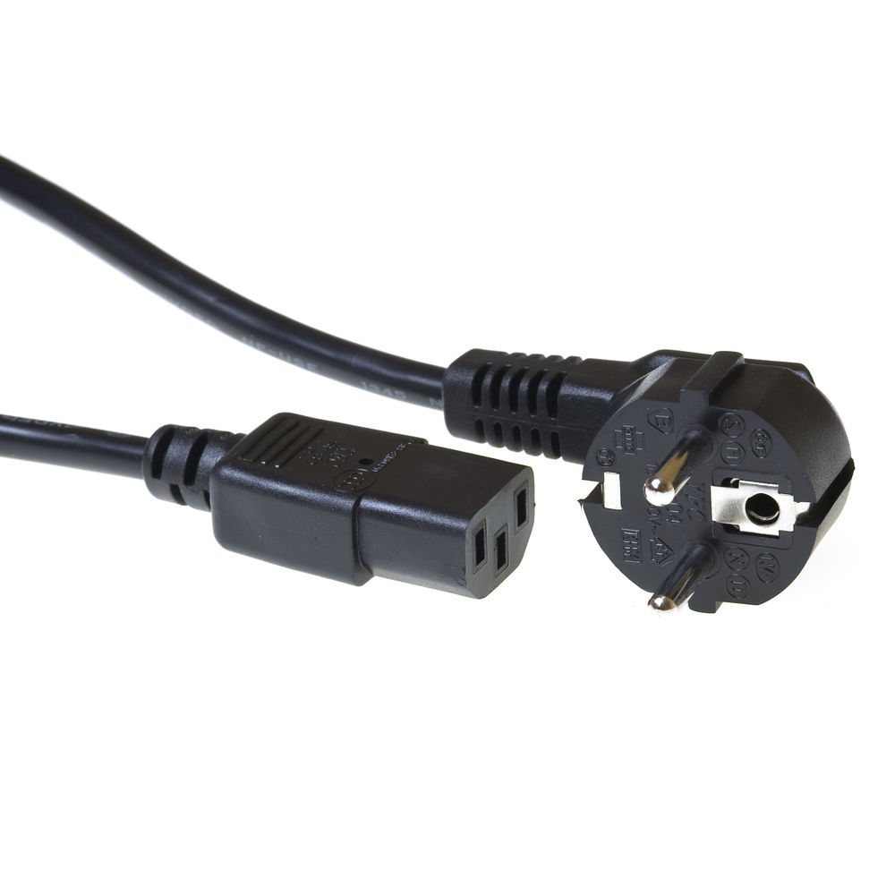 ACT Powercord mains connector CEE 7/7 male (angled) - C13 black 0.5 m