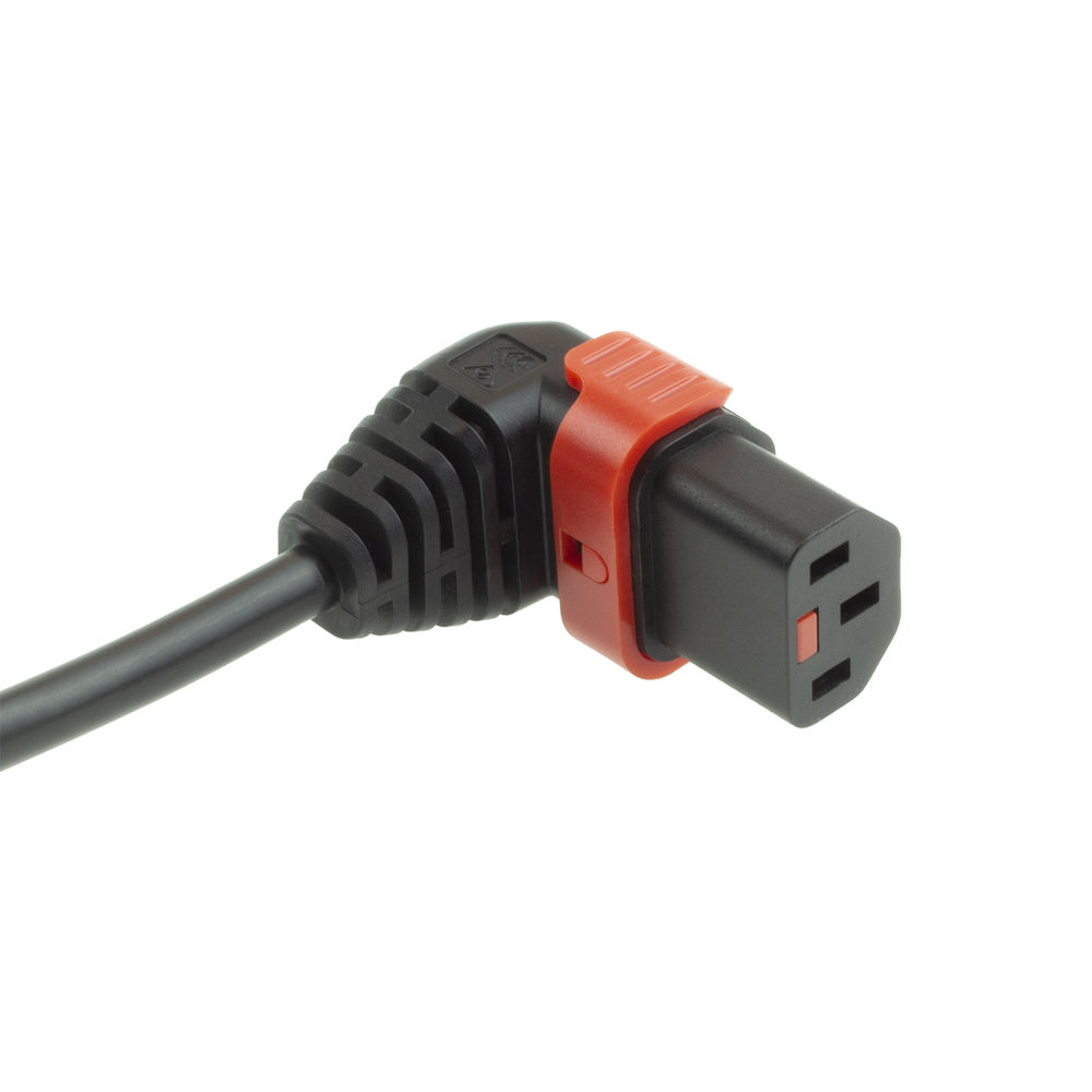 ACT Powercord CEE 7/7 male (angled) - C13 IEC Lock (down angled) black 1 m, EL449S