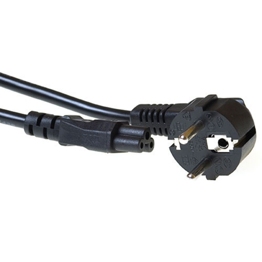 ACT Powercord mains connector CEE 7/7 male (angled) - C5 black 0.5 m