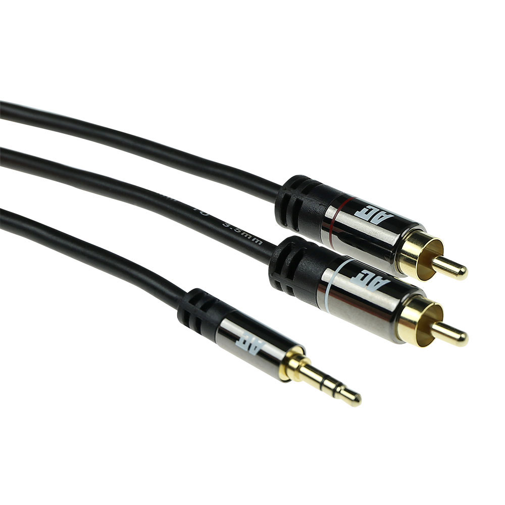 ACT 5 meter High Quality audio connection cable 1x 3,5mm stereo jack male - 2x RCA male
