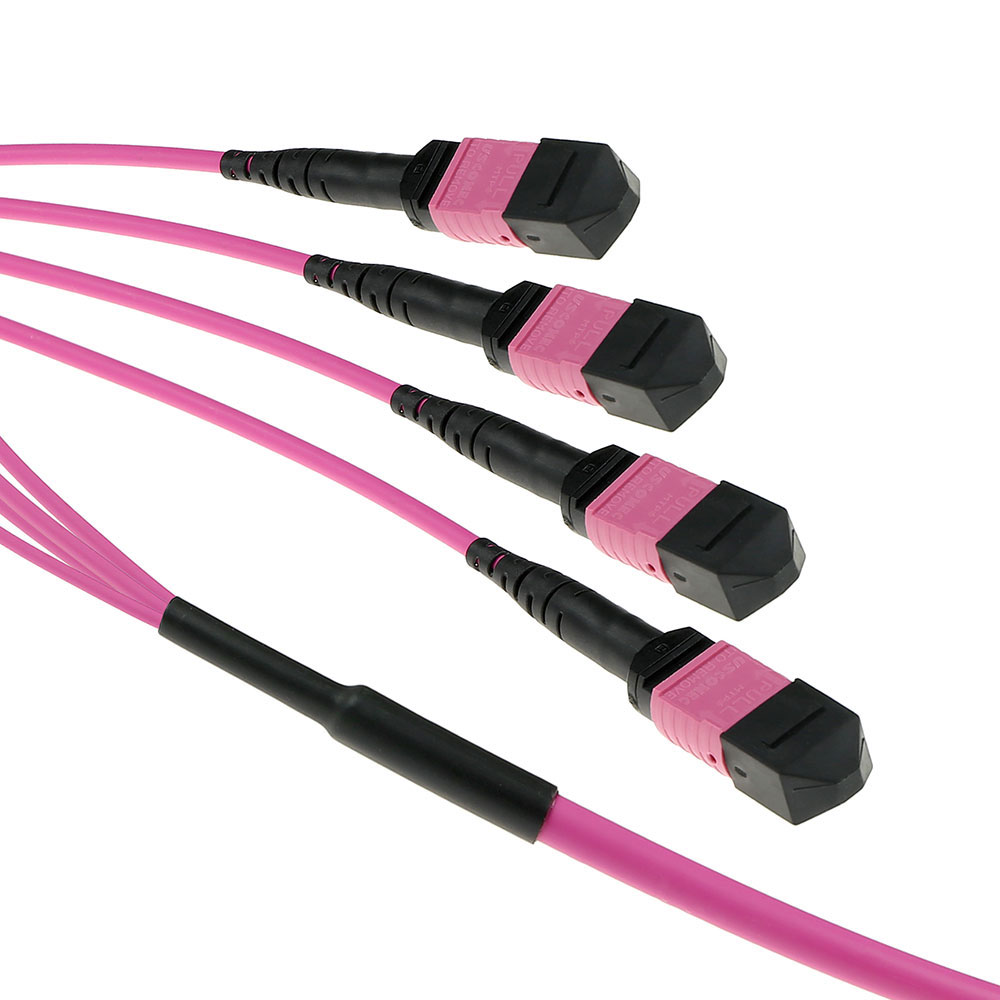 ACT 90 meter Multimode 50/125 OM4(OM3) polarity B fiber trunk cable with 4 MTP/MPO female connectors each side