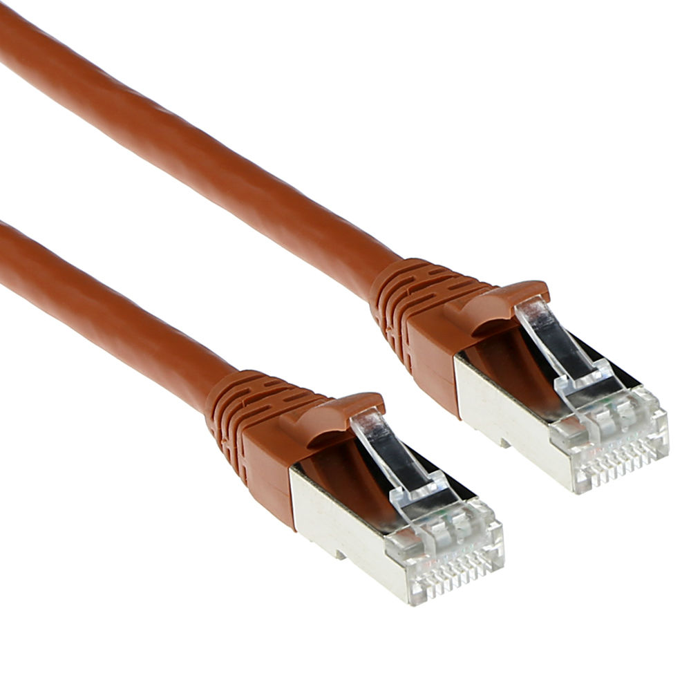 ACT Brown 25.00 meter SFTP CAT6A patch cable snagless with RJ45 connectors