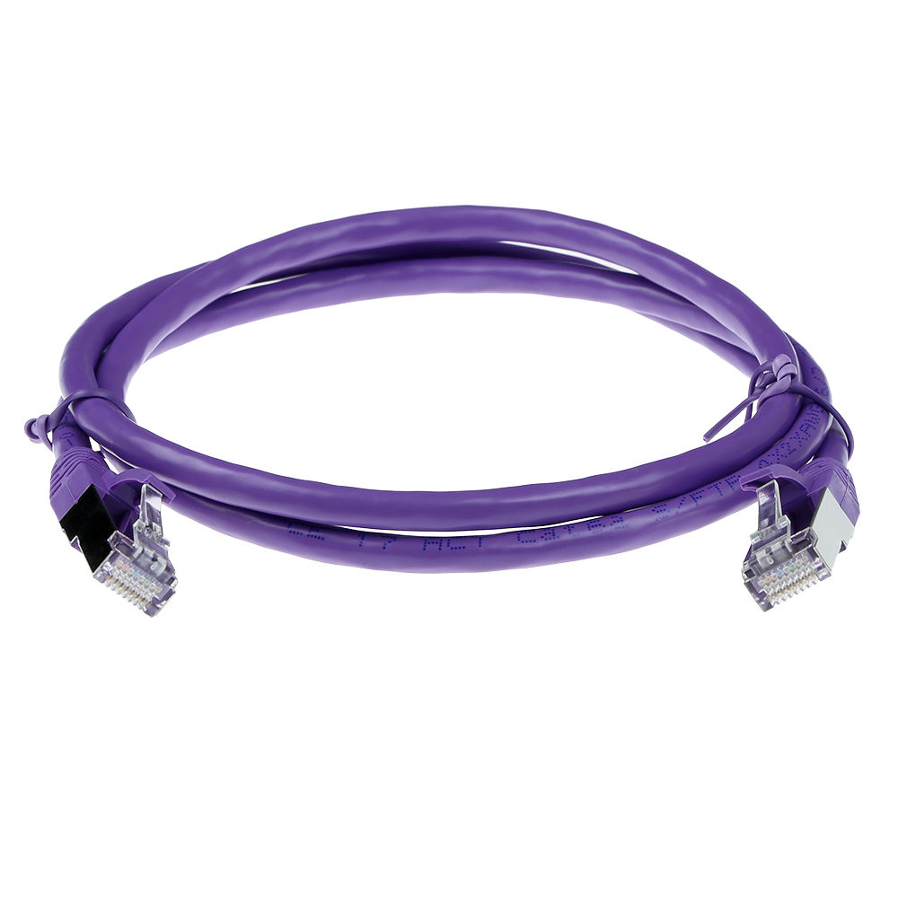ACT Purple 3.00 meter SFTP CAT6A patch cable snagless with RJ45 connectors