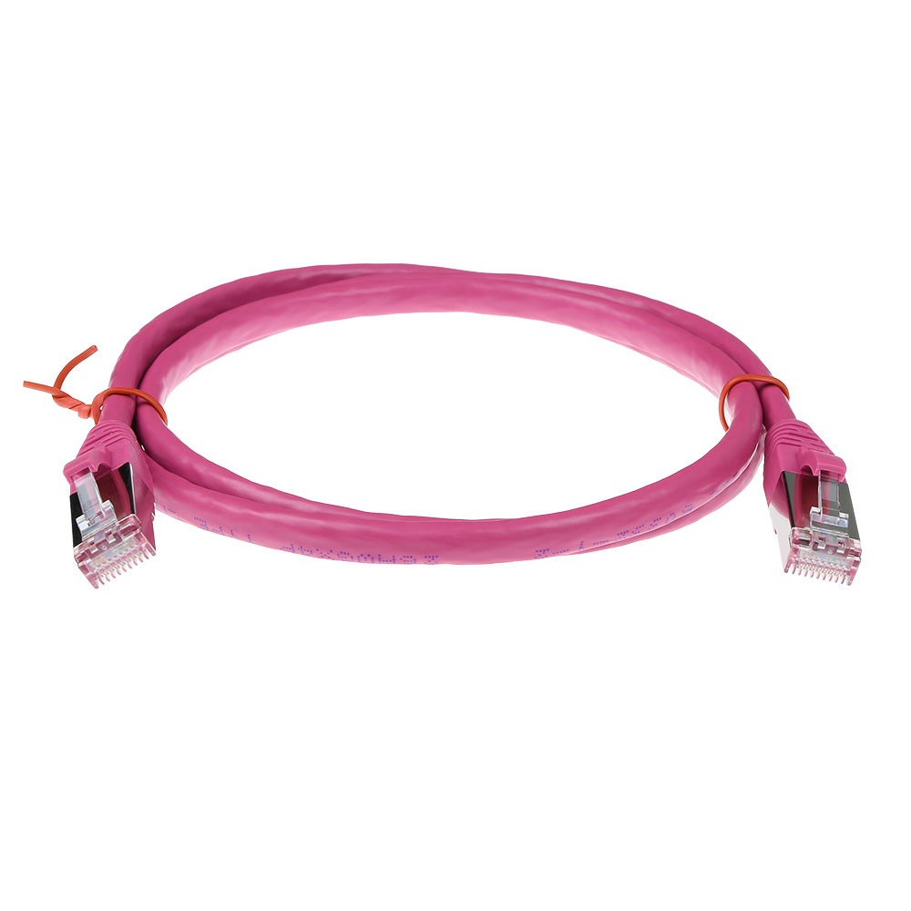 ACT Pink 0.50 meter SFTP CAT6A patch cable snagless with RJ45 connectors