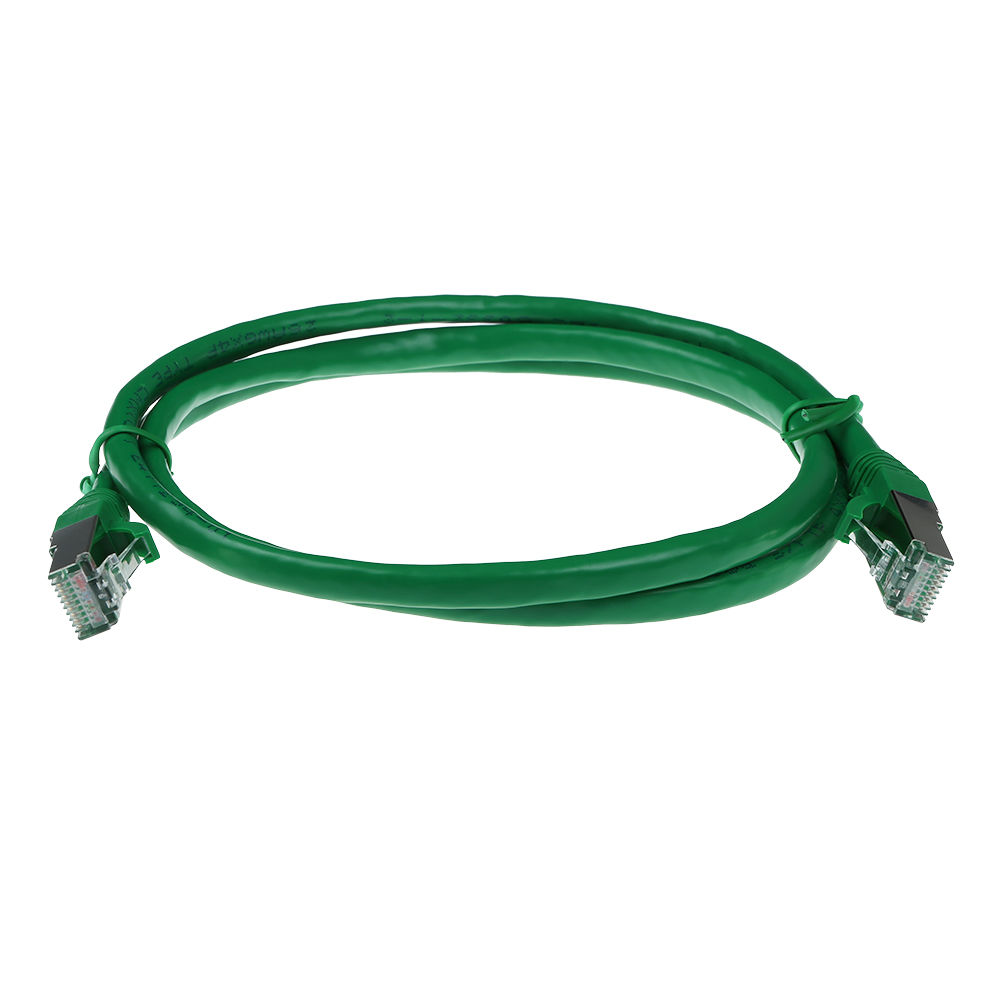 ACT Green 1 meter SFTP CAT6A patch cable snagless with RJ45 connectors