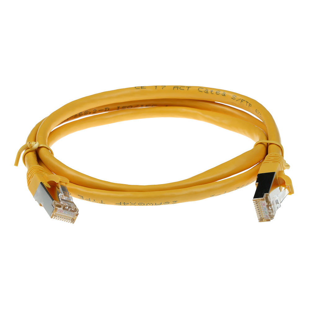 ACT Yellow 1 meter SFTP CAT6A patch cable snagless with RJ45 connectors
