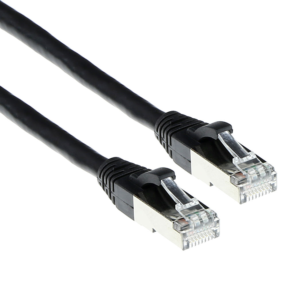 ACT Black 1 meter SFTP CAT6A patch cable snagless with RJ45 connectors