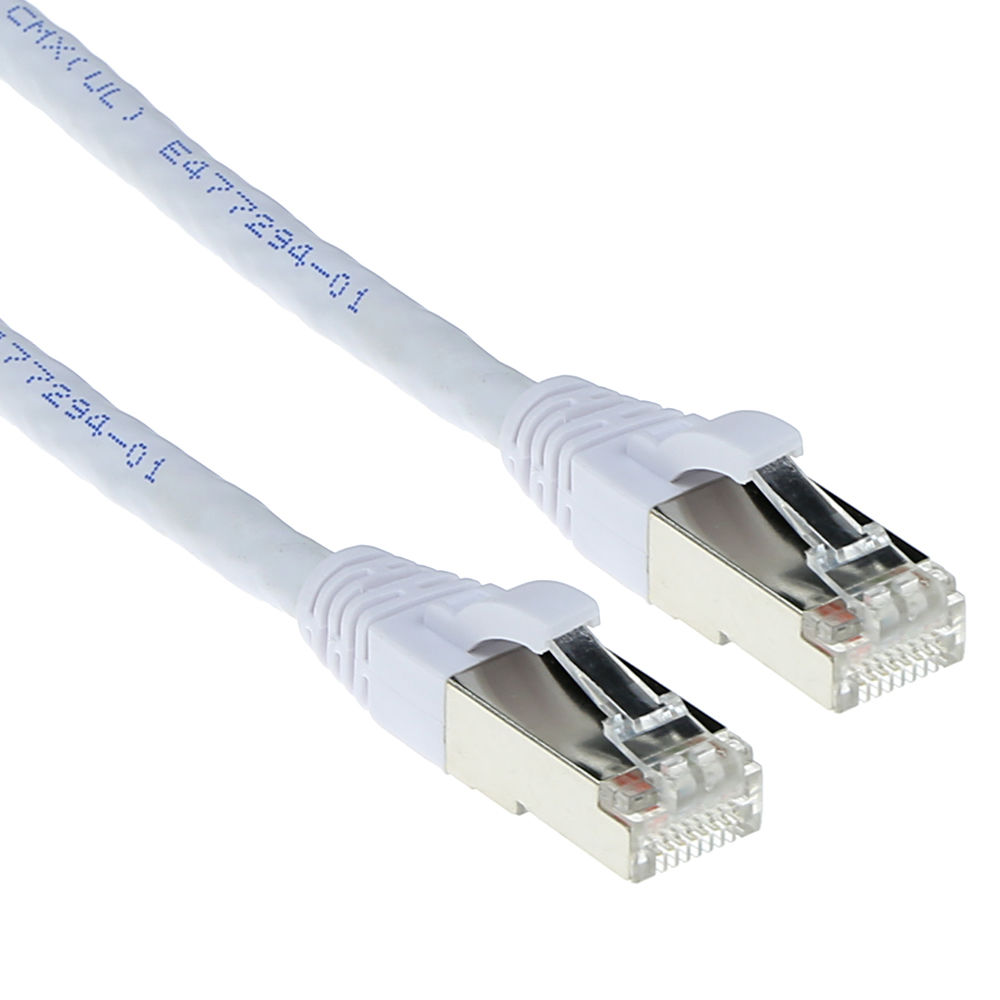 ACT White 5 meter LSZH SFTP CAT6A patch cable snagless with RJ45 connectors