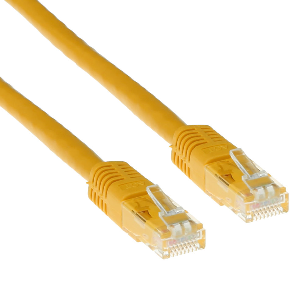 ACT Yellow 0.5 meter LSZH U/UTP CAT6A patch cable with RJ45 connectors