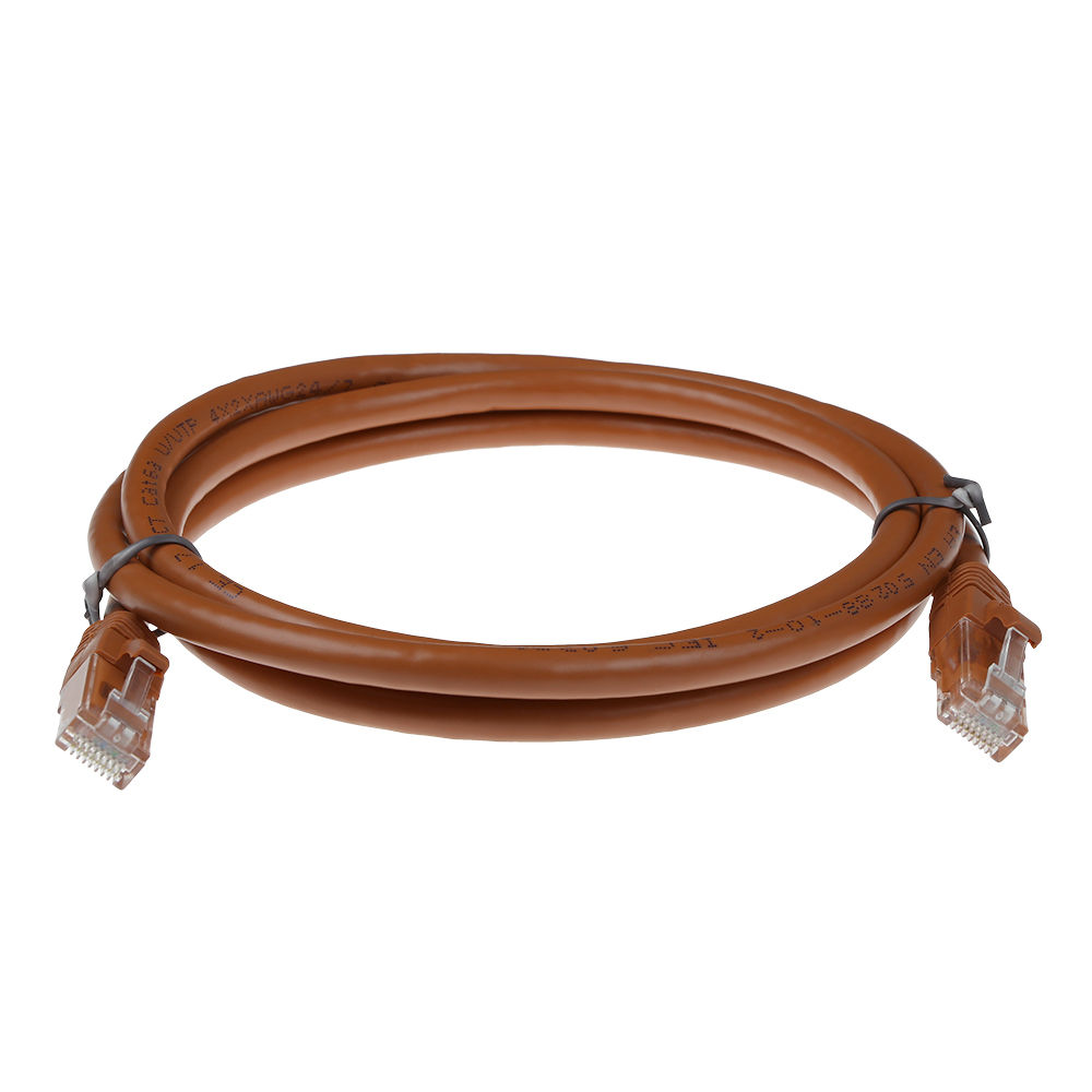ACT Brown 3 meter U/UTP CAT6A patch cable snagless with RJ45 connectors