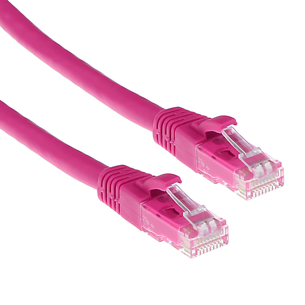 ACT Pink 5 meter U/UTP CAT6A patch cable snagless with RJ45 connectors