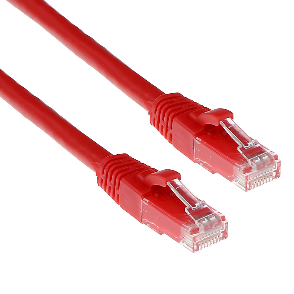ACT Red 0.25 meter U/UTP CAT6A patch cable snagless with RJ45 connectors