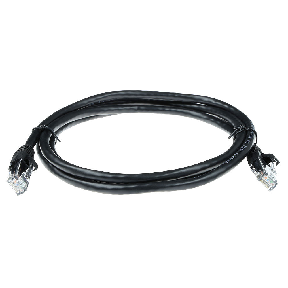 ACT Black 2 meter U/UTP CAT6A patch cable snagless with RJ45 connectors