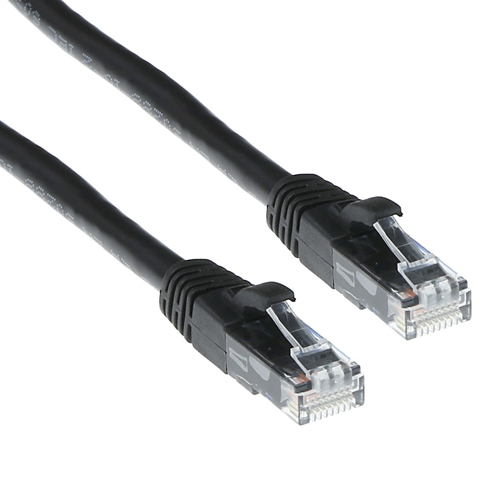 ACT Black 20 meter U/UTP CAT6A patch cable snagless with RJ45 connectors