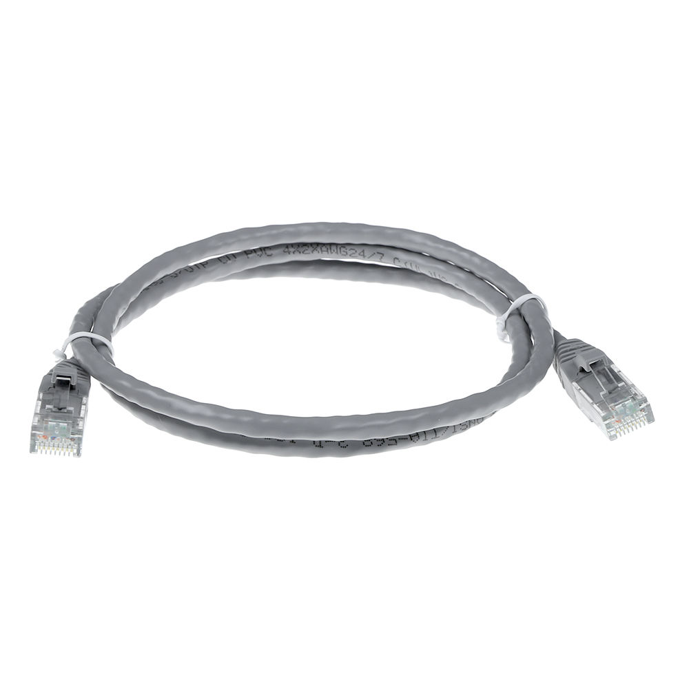 ACT Grey 15 meter U/UTP CAT6A patch cable snagless with RJ45 connectors