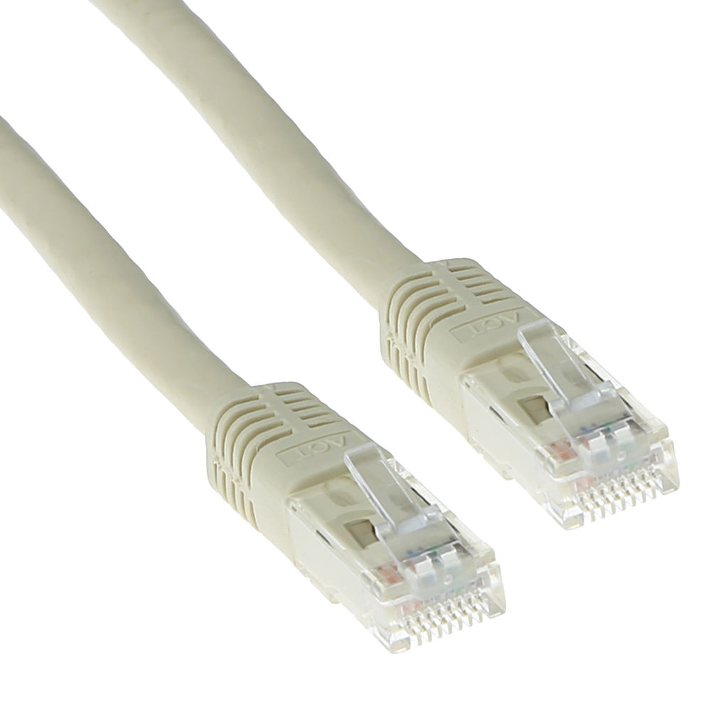 ACT Ivory 15 meter U/UTP CAT6A patch cable with RJ45 connectors