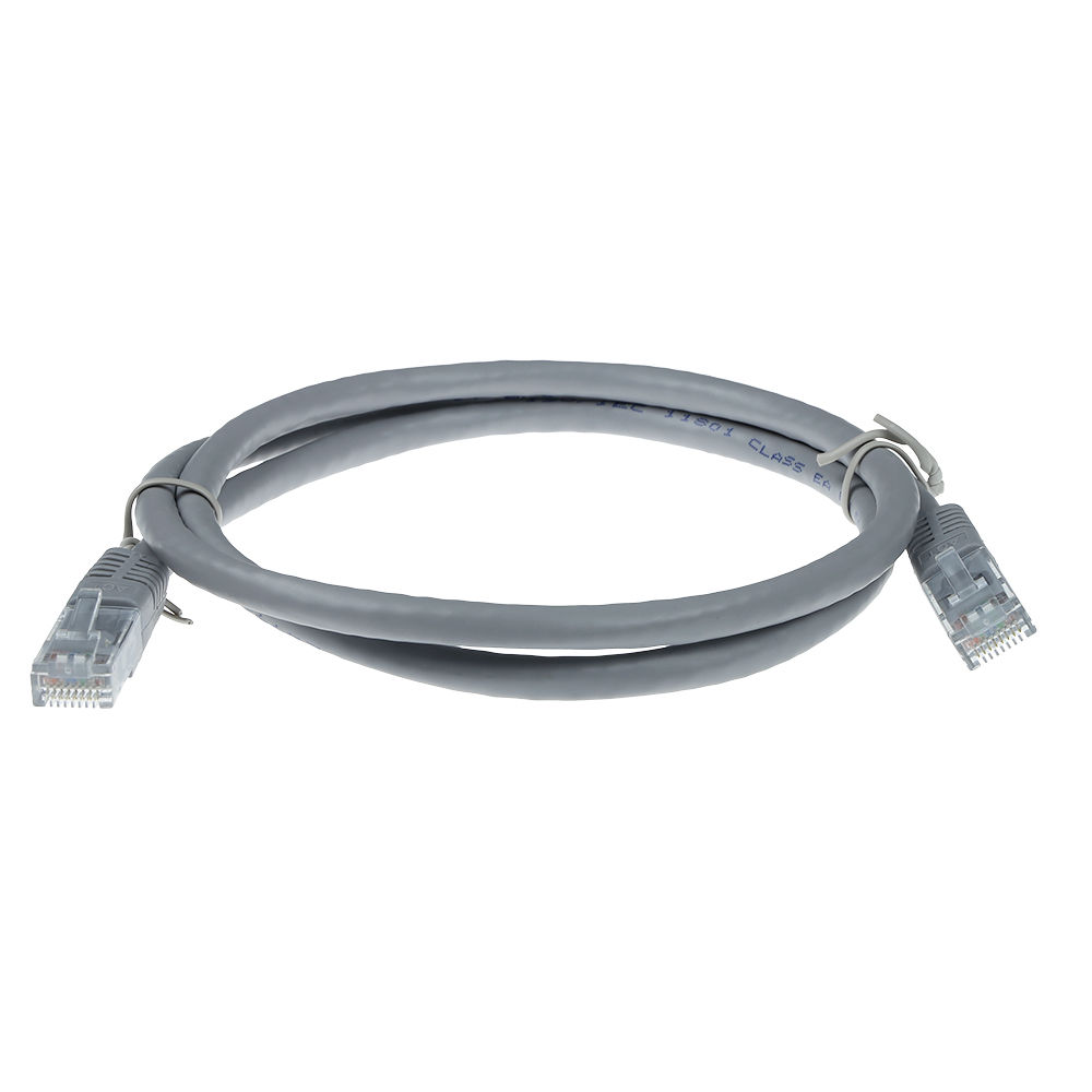 ACT Grey 10 meter U/UTP CAT6A patch cable with RJ45 connectors