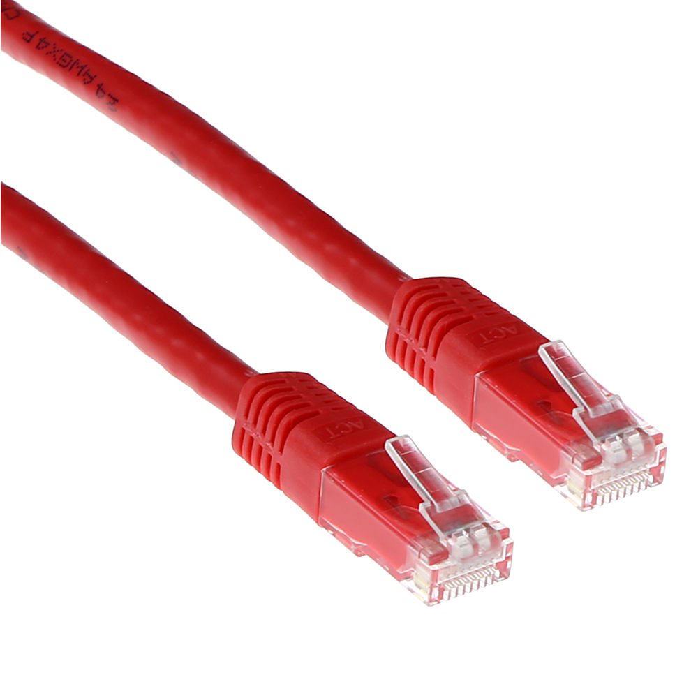 ACT Red 2 meter U/UTP CAT6A patch cable with RJ45 connectors