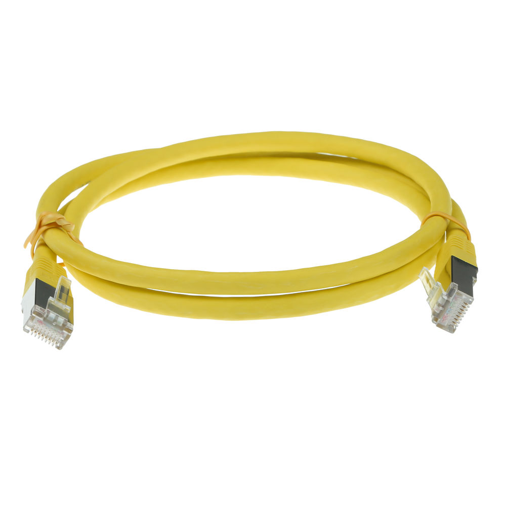 ACT Yellow 1 meter LSZH SFTP CAT6A patch cable with RJ45 connectors