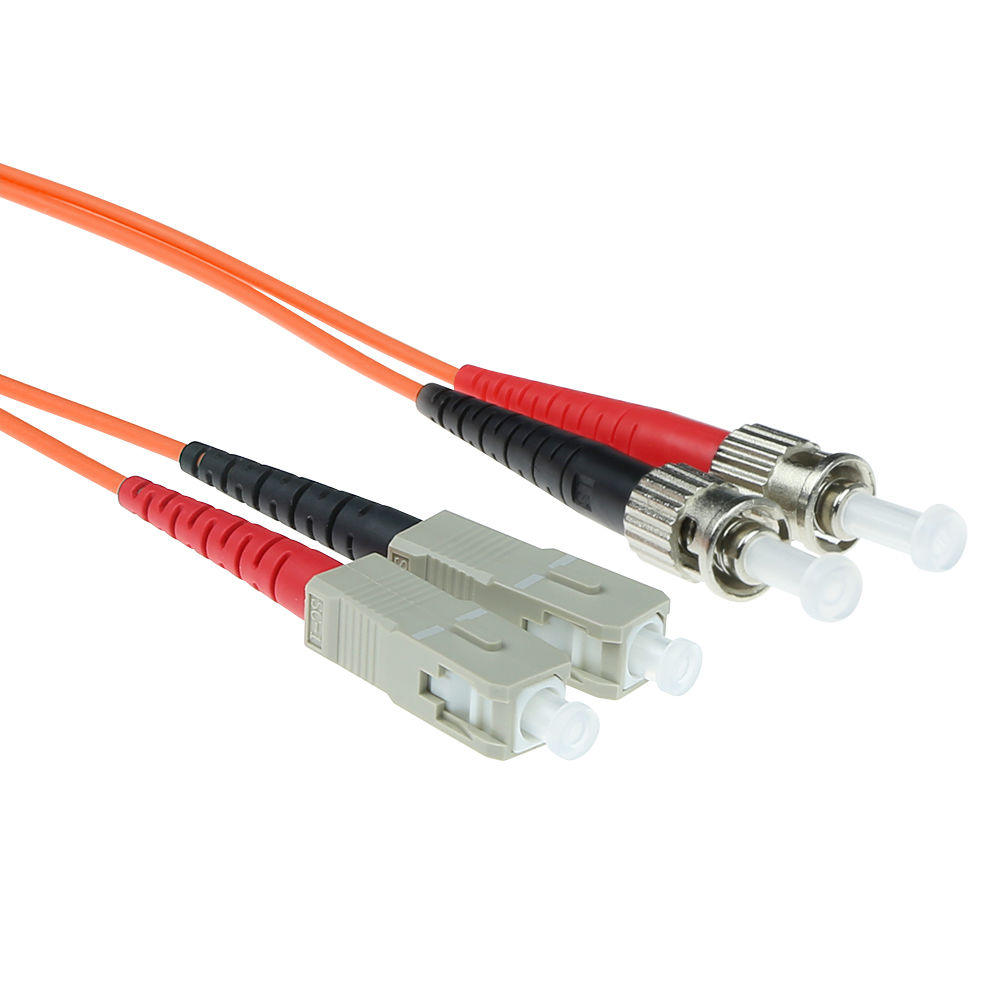 ACT 1 meter LSZH Multimode 50/125 OM2 fiber patch cable duplex with SC and ST connectors