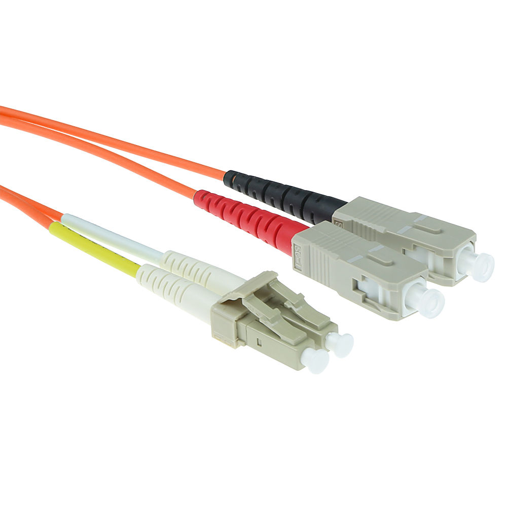 ACT 0.5 meter LSZH Multimode 62.5/125 OM1 fiber patch cable duplex with LC and SC connectors