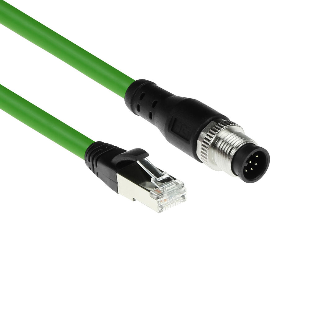 ACT Industrial 10.00 meters Sensor cable M12A 8-pin male to RJ45 male, Ultraflex SF/UTP TPE cable, shielded