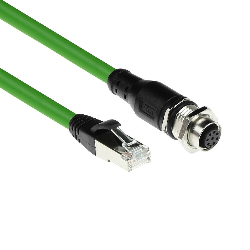 ACT Industrial 30.00 meters Sensor cable M12A 8-pin female to RJ45 male, Ultraflex SF/UTP TPE cable, shielded