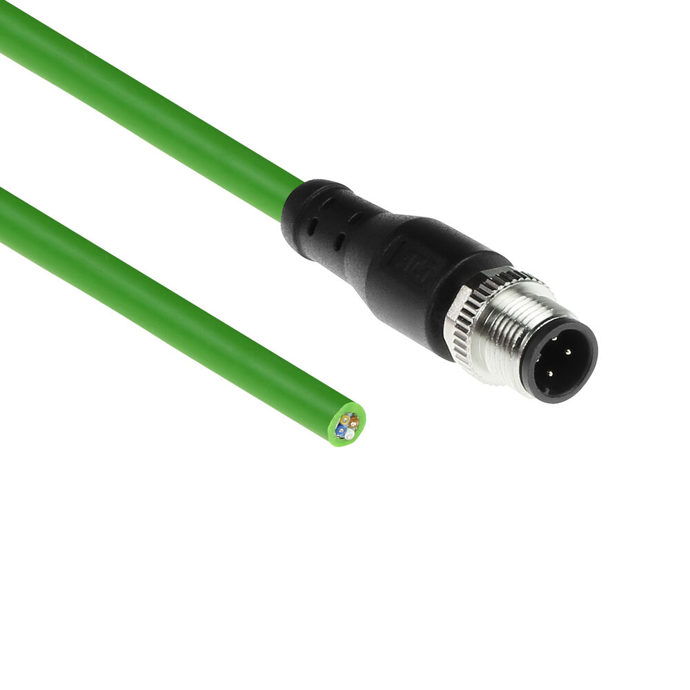 ACT Industrial 3.00 meters Sensor cable M12D 4-pin male to open end, Superflex Xtreme TPE cable, shielded