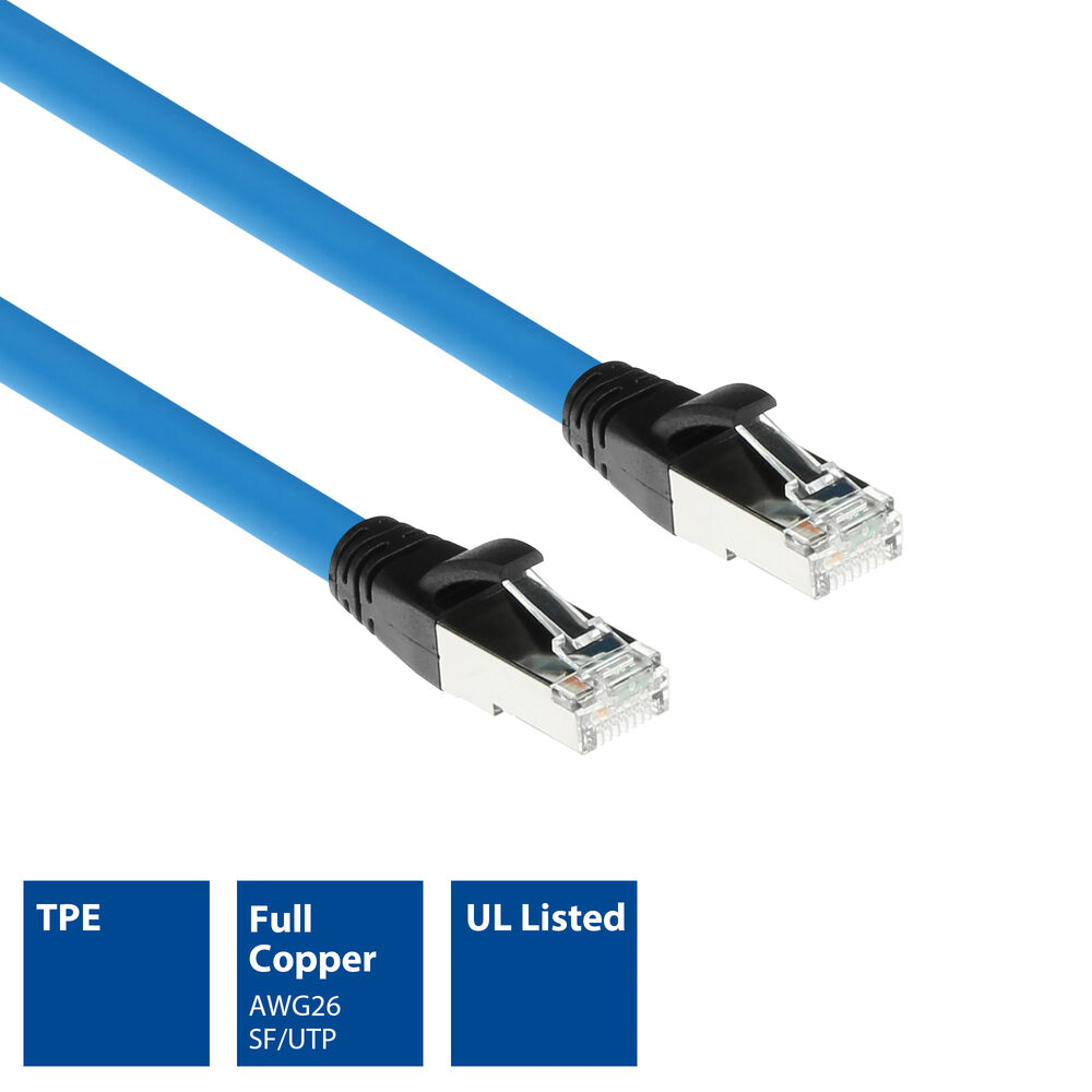 ACT Industrial 0.60 meters Profinet cable RJ45 male to RJ45 male, Superflex CAT6A SF/UTP TPE cable, shielded
