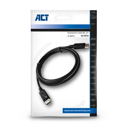 ACT 2 meters Displayport 1.4 8K connection cable male - male, Zip Bag