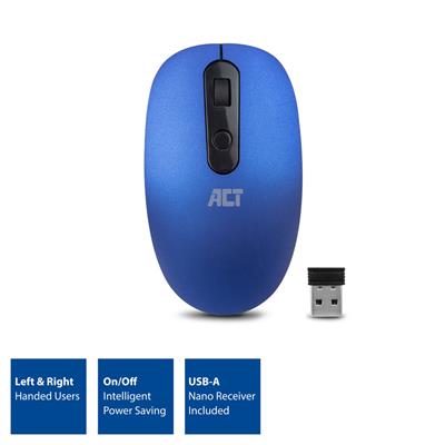ACT Wireless Mouse, USB nano receiver, 1200 dpi, blue