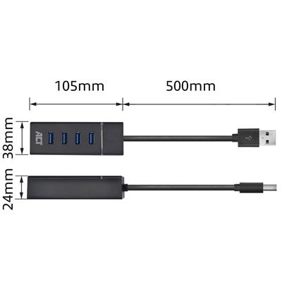 ACT USB Hub 3.2, 4x USB-A ports, black