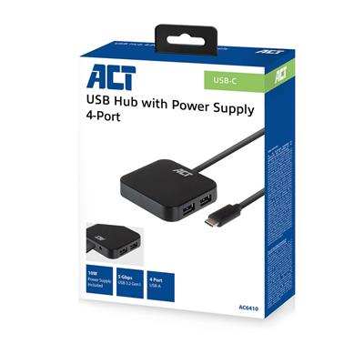 ACT USB-C hub 3.0 4 port, USB-A, 10W power supply