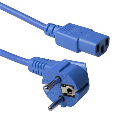 ACT Powercord mains connector CEE 7/7 male (angled) - C13 blue 1.8 m