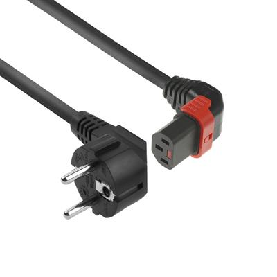 ACT Powercord CEE 7/7 male (angled) - C13 IEC Lock (up angled) black 1 m, EL448S