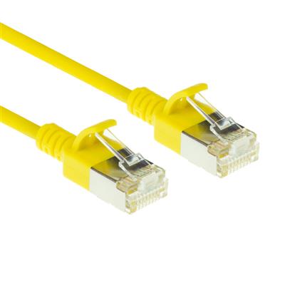 ACT Yellow 1.5 meter LSZH U/FTP CAT6A datacenter slimline patch cable snagless with RJ45 connectors