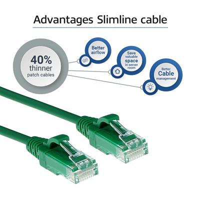 ACT Green 0.5 meter LSZH U/UTP CAT6 datacenter slimline patch cable snagless with RJ45 connectors