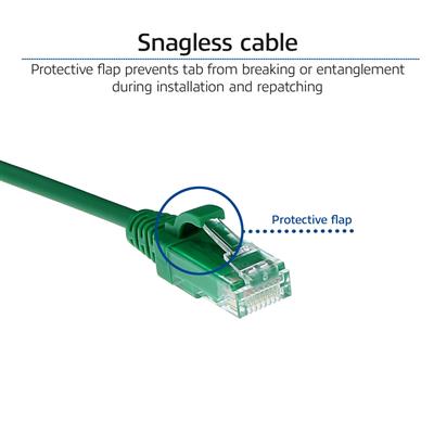 ACT Green 3 meter LSZH U/UTP CAT6 datacenter slimline patch cable snagless with RJ45 connectors