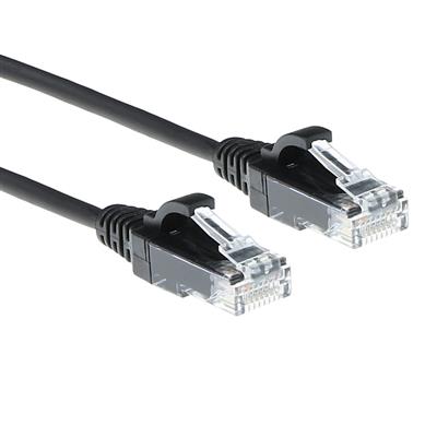 ACT Black 0.5 meter LSZH U/UTP CAT6 datacenter slimline patch cable snagless with RJ45 connectors