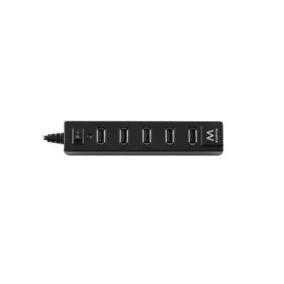 Ewent USB Hub 2.0, 7 port, with on and off switch, black