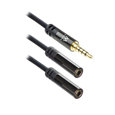 Ewent Stereo headset adapter cable, 2x 3.5mm female to 1x 3.mm, 0.30m