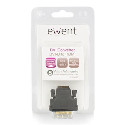 Ewent DVI-D to HDMI adapter, 1x DVI-D male, 1x HDMI A female