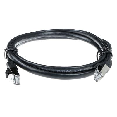 ACT Black 25 meter SFTP CAT6A patch cable snagless with RJ45 connectors