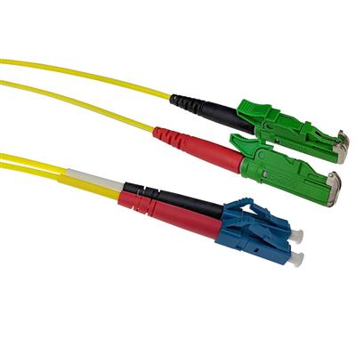 ACT 10 meter LSZH Singlemode 9/125 OS2 fiber patch cable duplex with E2000/APC and LC/UPC connectors