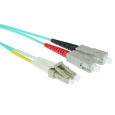 ACT 15 meter LSZH Multimode 50/125 OM3 fiber patch cable duplex with LC and SC connectors