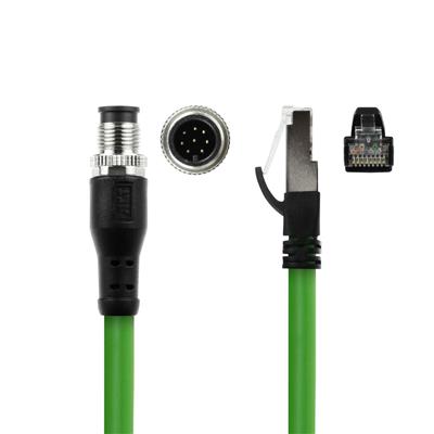 ACT Industrial 10.00 meters Sensor cable M12A 8-pin male to RJ45 male, Ultraflex SF/UTP TPE cable, shielded