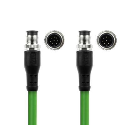 ACT Industrial 25.00 meters Sensor cable M12A 8-pin male to M12A 8-pin male, Ultraflex TPE cable, shielded